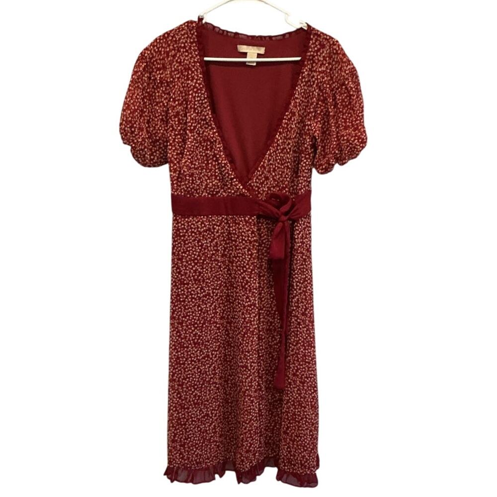 Vtg Jonathan Martin Womens Puff Sleeve Wrap Dress 6 Ruffle Red Polka Dot Spring